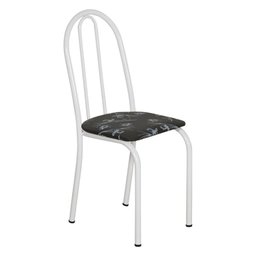 Kit 2 Cadeiras de Cozinha Califórnia Estampado Preto Florido Pés de Ferro Branco - 2