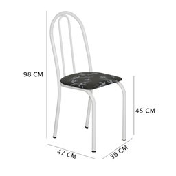 Kit 2 Cadeiras de Cozinha Califórnia Estampado Preto Florido Pés de Ferro Branco - 3