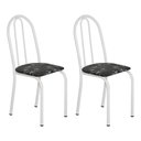 Ver imagem 1 de Kit 2 Cadeiras de Cozinha Califórnia Estampado Preto Florido Pés de Ferro Branco