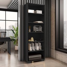 Conjunto para Escritório 7 Peças com Escrivaninha Gávea 1 Gaveteiro 4 Gavetas e 5 Armários Espresso Móveis Preto - 4