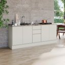 Ver imagem 1 de Cozinha Compacta Modulada 100% MDF 2 Peças com Tampo Bege Areia/Cinamomo Fineze
