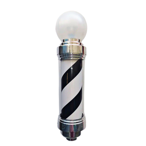 BARBER POLE GIRATÓRIO 60CM VOLTAGEM BIVOLT PRETO.