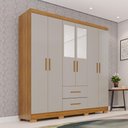 Ver imagem 3 de Guarda Roupa Casal Catar Premium 6 Portas de Bater 2 Gavetas MDP Cinamomo-Off Catarina 150cm