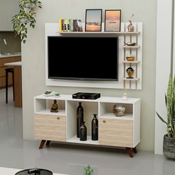 Rack com Painel para Tv até 50 Polegadas 2 Portas e Pés Retrô - 1
