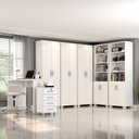 Ver imagem 1 de Conjunto para Escritório 7 Peças com Escrivaninha Gávea 1 Gaveteiro 4 Gavetas e 5 Armários Espresso Móveis