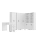 Ver imagem 2 de Conjunto para Escritório 7 Peças com Escrivaninha Gávea 1 Gaveteiro 4 Gavetas e 5 Armários Espresso Móveis Branco