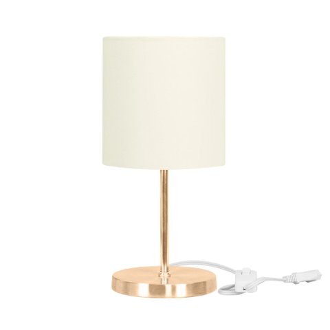 Abajur Eros Cilindrico Bege com Base Redonda New Cobre