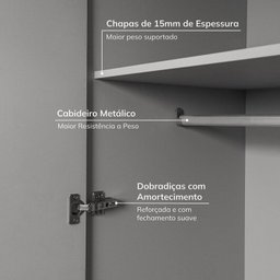 Guarda-roupa Modular 80cm com Portas e Gaveteiro Jade Cabecasa Madeiramadeira - 6