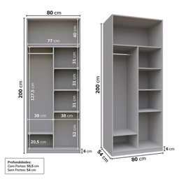 Guarda-roupa Modular 80cm com Portas e Prateleiras Jade Cabecasa Madeiramadeira - 4