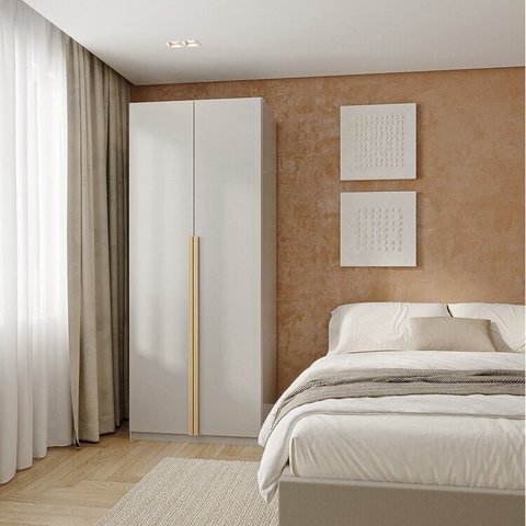 Guarda-Roupa Planejado 80cm com Portas e Prateleiras Jade CabeCasa MadeiraOriginals Cinza/Urbano