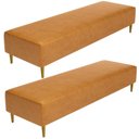 Ver imagem 1 de Kit 02 Puffs Decorativo Sala de Estar Bali W01 Pés Palito 210x60cm Couríssimo Whisky - Lyam Decor
