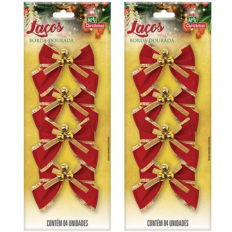 Kit 12 Laços de Bolinhas 10cm Pingentes Dourado Brilhante
