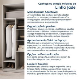 Guarda-roupa de Canto Reto Modular 95cm com Portas e Cabideiros Jade Cabecasa Madeiramadeira - 13