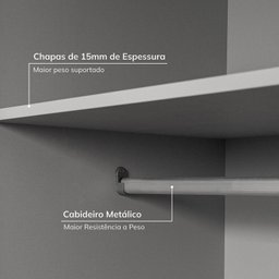 Guarda-roupa de Canto Reto Modular 95cm com Portas e Cabideiros Jade Cabecasa Madeiramadeira - 6