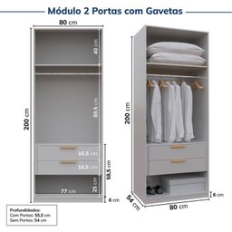 Guarda-roupa Modulado 2 Peças 4 Portas Jade Cabecasa Madeiramadeira - 12