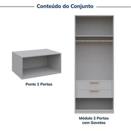 Guarda-roupa Modulado 2 Peças 4 Portas Jade Cabecasa Madeiramadeira - 6