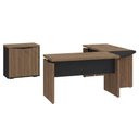 Ver imagem 1 de Mesas Escritorio Modular com Conexao e Balcao 2 Portas Y37 Nogal Preto Artany