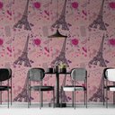 Ver imagem 1 de Papel de Parede Casual Rosa Paris Torre Eiffel Gh Papel de Parede 3,0m