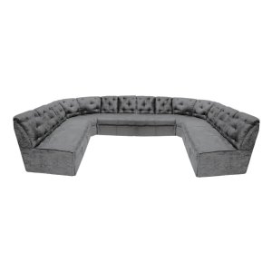 Sofá de Canto 12 Lugares Espuma D33 Confortável:cinza