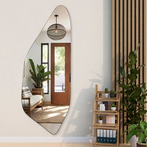 Espelho do Pinterest Corpo Inteiro de Chão Moldura Couro 3cm Grande 70x170cm - Mod. Rocco Preto