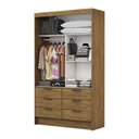 Ver imagem 4 de Guarda Roupa Solteiro com Espelho 2 Portas de Correr 6 Gavetas 108cm Sevilha Cinamomo - Carioca Móveis