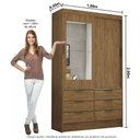 Ver imagem 3 de Guarda Roupa Solteiro com Espelho 2 Portas de Correr 6 Gavetas 108cm Sevilha Cinamomo - Carioca Móveis