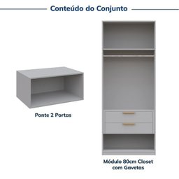 Guarda-roupa Modulado 2 Peças 2 Portas Jade Cabecasa Madeiramadeira - 5