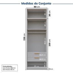 Guarda-roupa Modulado 2 Peças 2 Portas Jade Cabecasa Madeiramadeira - 4