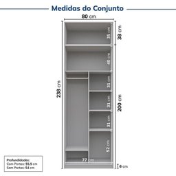 Guarda-roupa Modulado 2 Peças 2 Portas Jade Cabecasa Madeiramadeira - 4