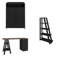 Ver imagem 2 de Conjunto para Escritório 4 Peças Escrivaninha Spirit Balcão Cool e 2 Estante Star Nogal Preto Artany