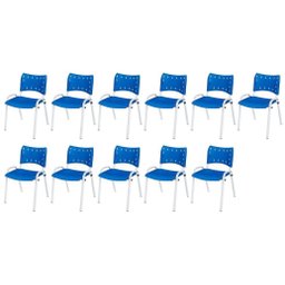 Cadeira Iso Base Branco Igreja, Escola, Escritório - Azul Kit 11 Peças - 2