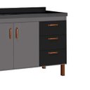 Ver imagem 4 de Gabinete de Cozinha 144cm com 2 Portas e 3 Gavetas Balcão:Cinza/Preto