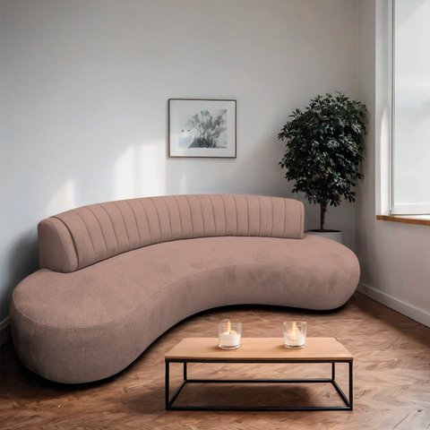 Sofá Orgânico 03 Lugares Sala Estar Celeste 200cm Linho Rosa Rosê