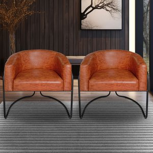 Kit 2 Poltronas Sofia Luxo Moderna Estilo Industrial Corano Terracota Bz Home Decor