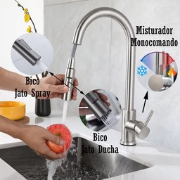 Torneira Cozinha Touch de Bancada Extensivel Misturador Monocomando Gourmet - 3