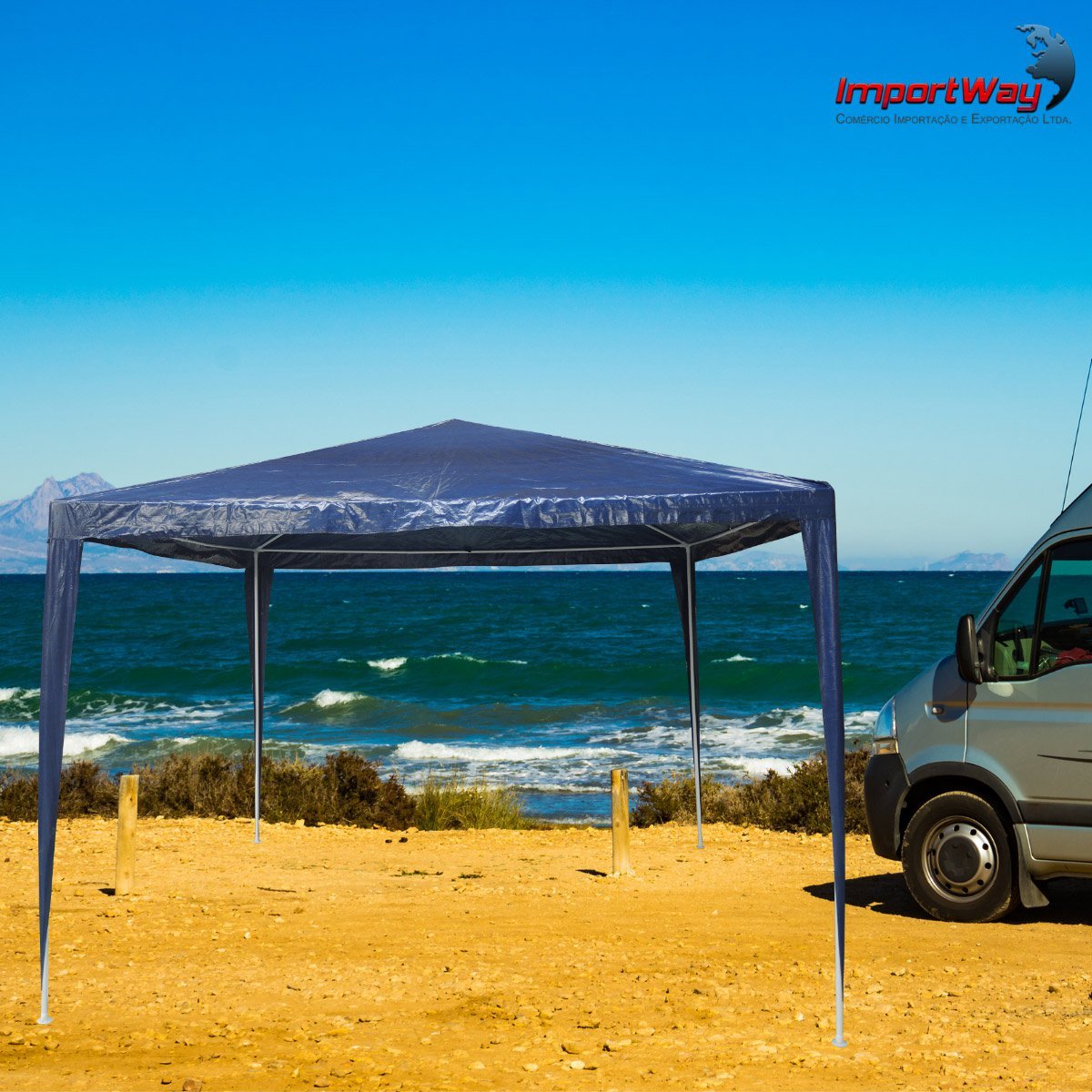 Tenda Montável Gazebo Barraca Camping Praia Piscina Acampamento 3x3M Proteção UV Bolsa Transporte Co - 8