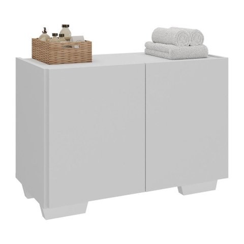 Gabinete Armário de Banheiro 62,5cm 2 Portas com Pés Multimóveis Mp5046 Branco