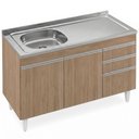 Ver imagem 1 de Balcão de Cozinha com Pia Inox Deslocada 120cm Ávila Castanho L03 - Mpozenato