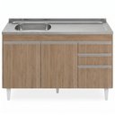 Ver imagem 5 de Balcão de Cozinha com Pia Inox Deslocada 120cm Ávila Castanho L03 - Mpozenato