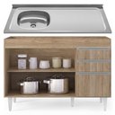 Ver imagem 4 de Balcão de Cozinha com Pia Inox Deslocada 120cm Ávila Castanho L03 - Mpozenato