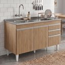 Ver imagem 3 de Balcão de Cozinha com Pia Inox Deslocada 120cm Ávila Castanho L03 - Mpozenato
