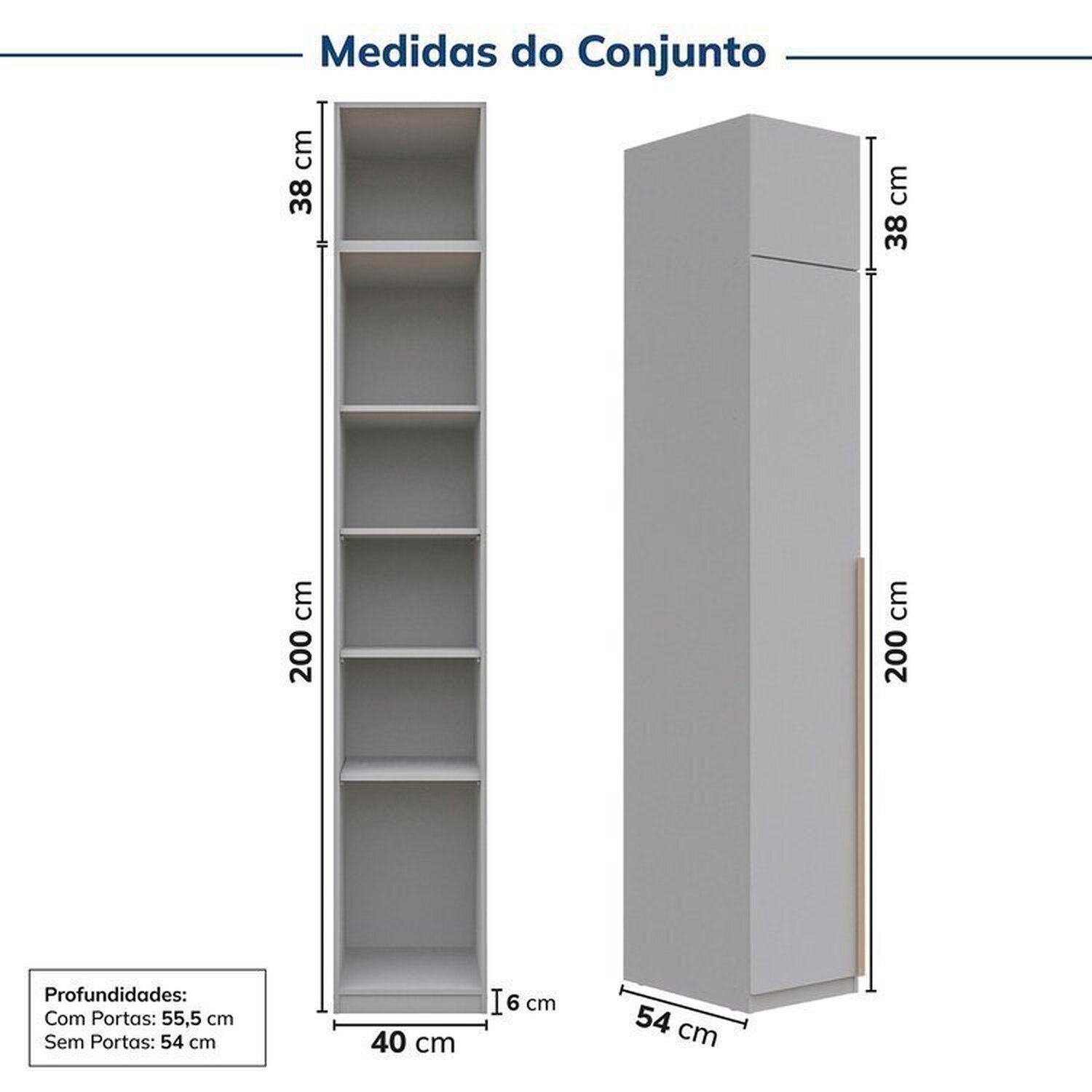 Guarda-roupa Modulado 2 Peças 2 Portas Jade Cabecasa Madeiramadeira - 5