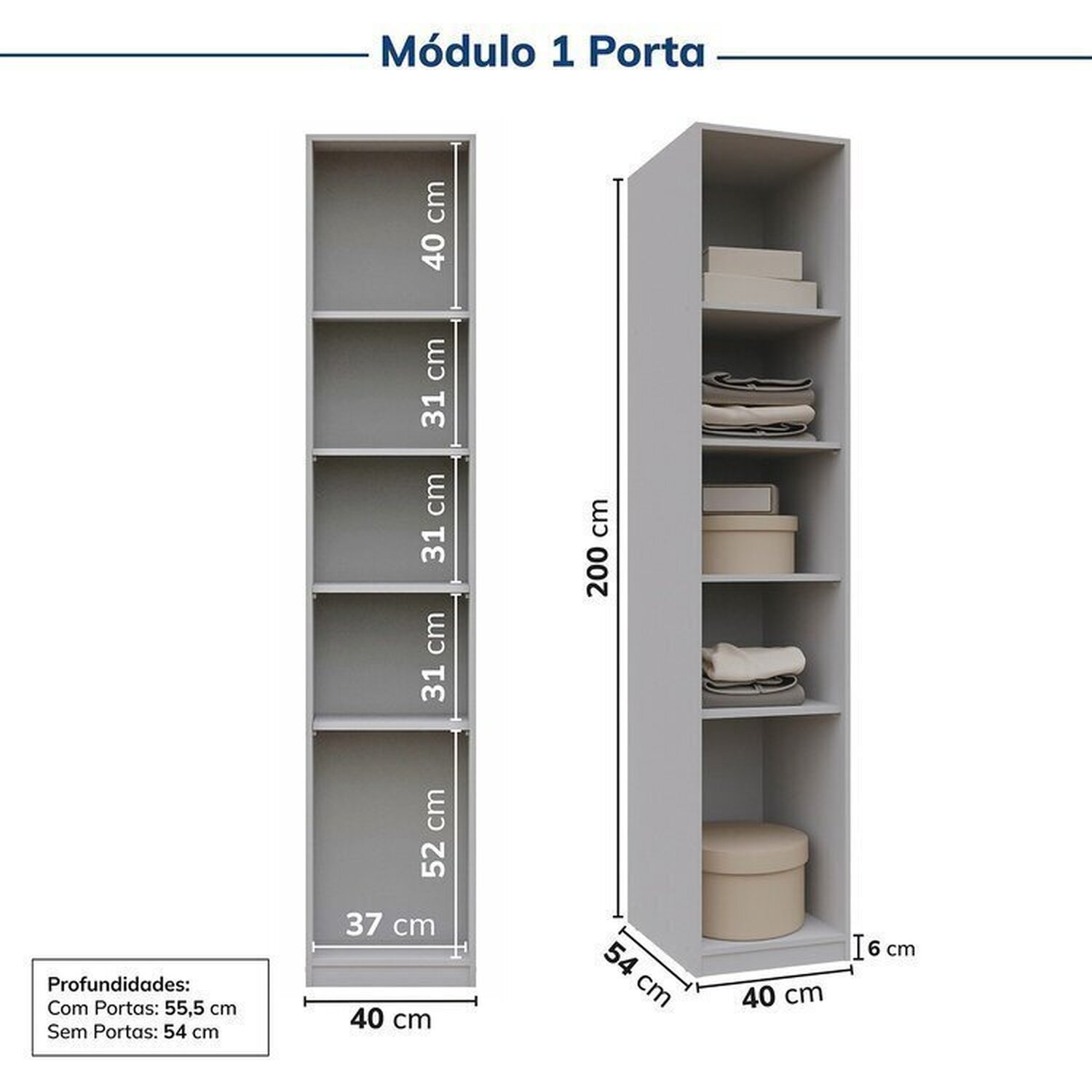 Guarda-roupa Modulado 2 Peças 2 Portas Jade Cabecasa Madeiramadeira - 10