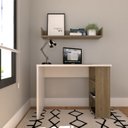 Ver imagem 4 de Conjunto de Mesa com Prateleiras para Escritório ou Home Office de Largura 100cm MDF Branco E Carvalho Mel