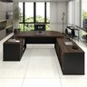 Kit 2 Peças com Mesa para Escritório Presidente em Tamburato e Armário Multiuso Alto - 4