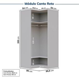 Guarda-roupa Modulado de Canto 2 Peças 4 Portas Jade Cabecasa Madeiramadeira - 15