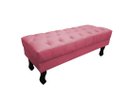 Ver imagem 1 de Recamier Baú Luis Xv Capitonê Retrô 120 cm Suede Rosa Mz Decor