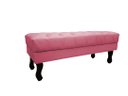 Ver imagem 3 de Recamier Baú Luis Xv Capitonê Retrô 120 cm Suede Rosa Mz Decor