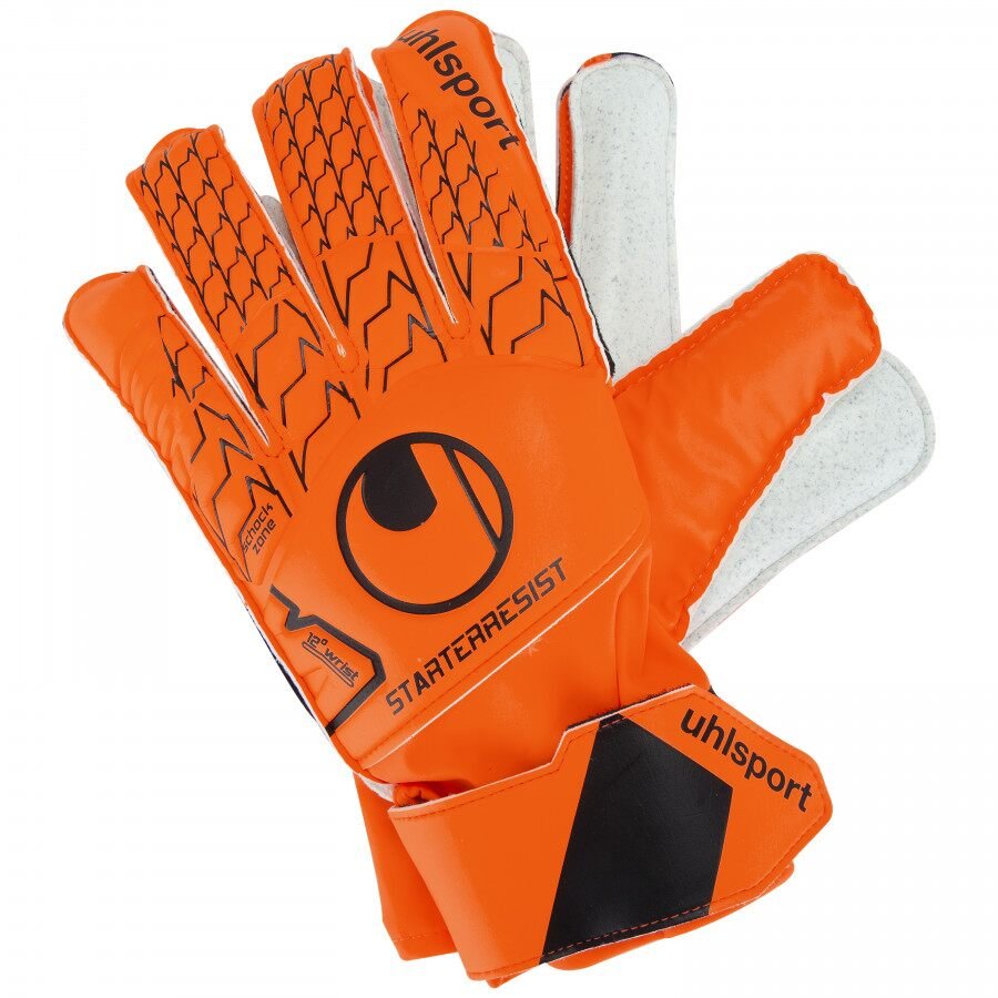 LUVA GOLEIRO UHLSPORT - PALMA SOCIETY STARTER RESIST - LARANJA/PRETO/BRANCO - 1