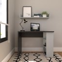 Ver imagem 3 de Conjunto de Mesa com Prateleiras para Escritório ou Home Office de Largura 100cm MDF Preto E Cinza Cristal